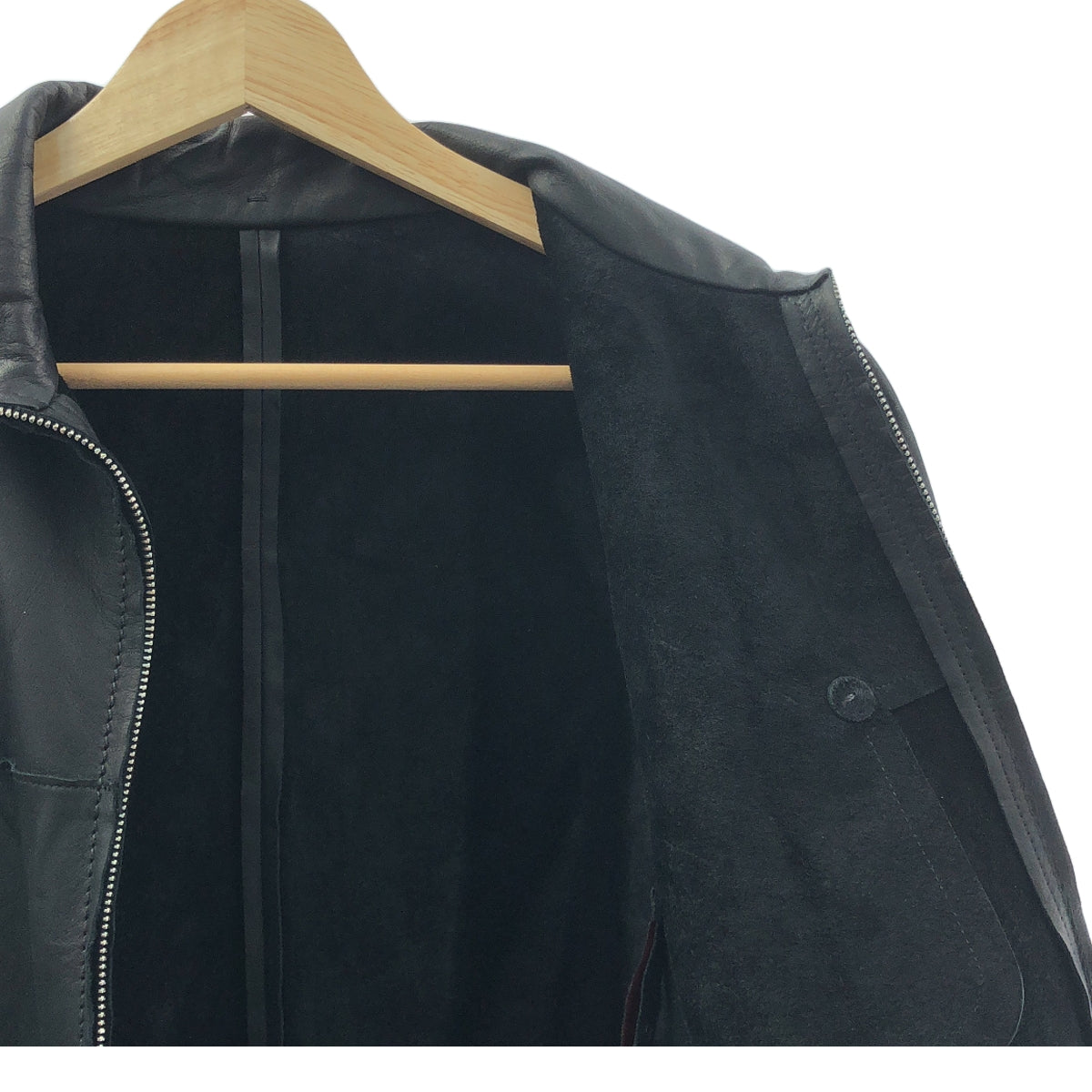 m.a+ / エムエークロス | H252DZ WAXY 1.0 / ZIPPED TALL COLLAR SHIRT カーフレザーシャツ ジャケット | 46 | ブラック | メンズ
