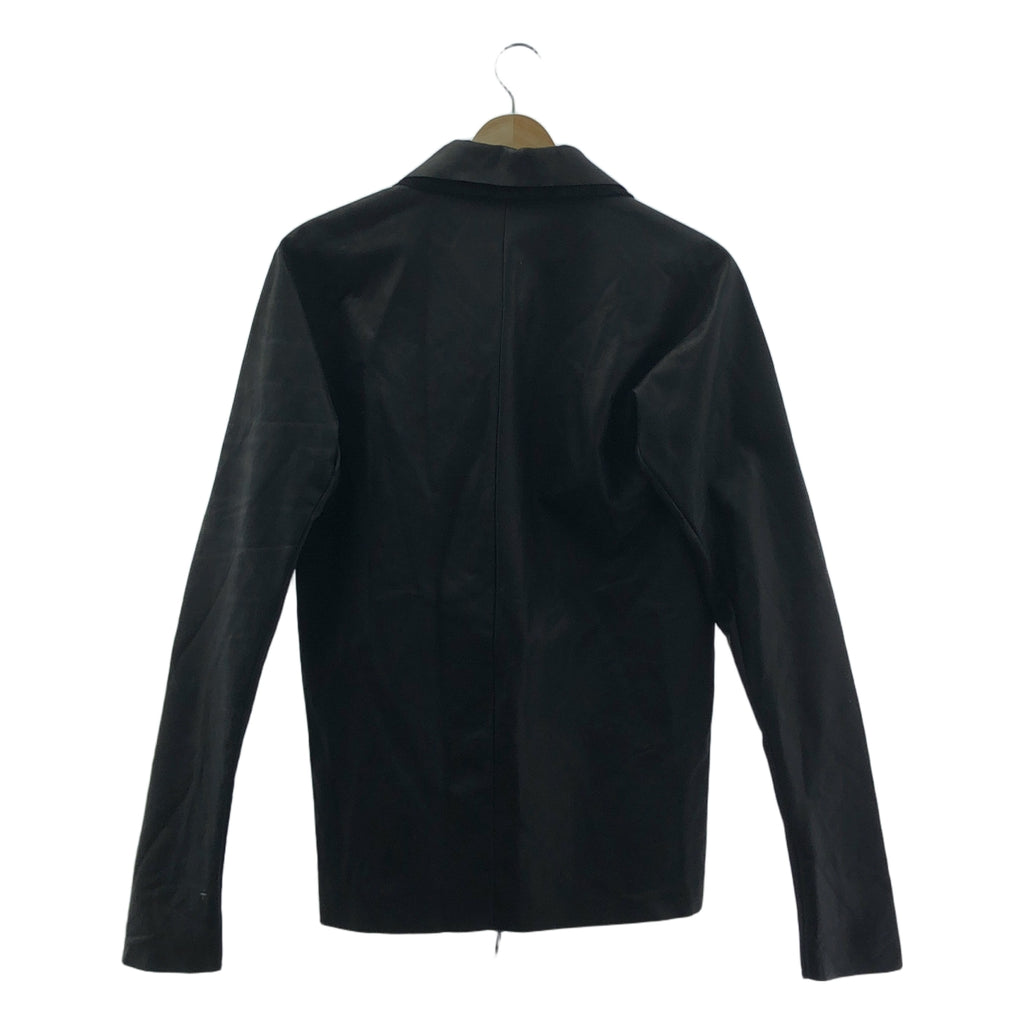 m.a+ / エムエークロス | H252DZ WAXY 1.0 / ZIPPED TALL COLLAR SHIRT カーフレザーシャツ ジャケット | 46 | ブラック | メンズ