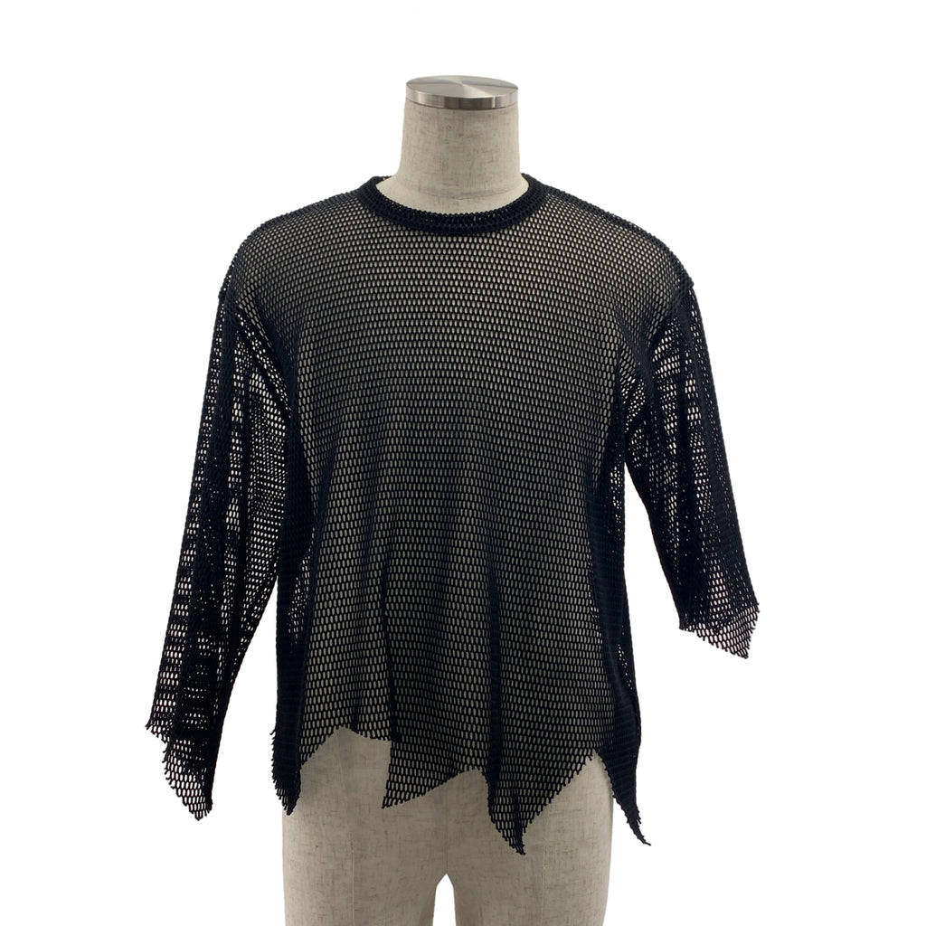 BLACK COMME des GARCONS / 블랙 콤 데 갤슨 | 2023SS | 폴리 에스테르 변형 메쉬 크루 넥 T 셔츠 컷소우 | S | 남성