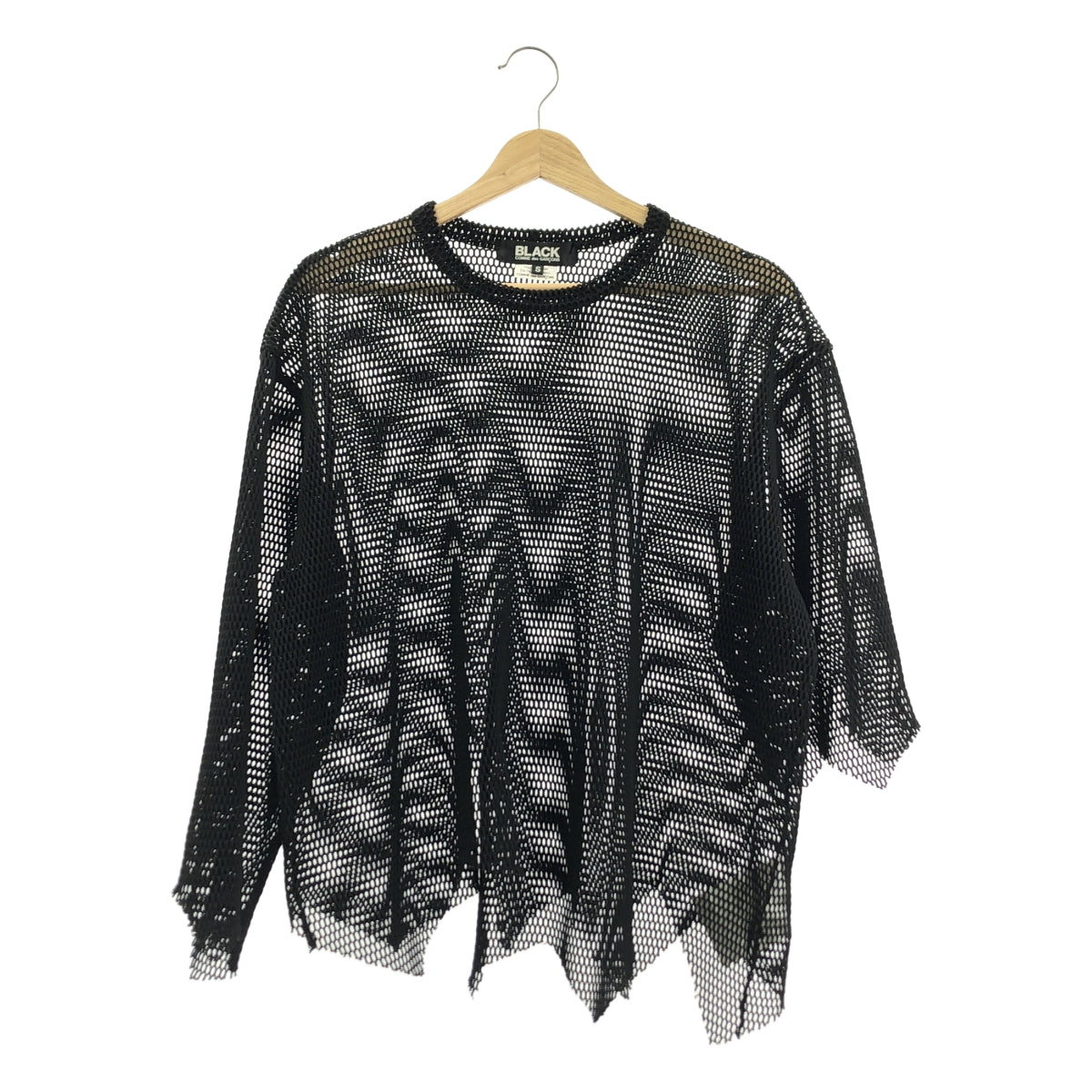 BLACK COMME des GARCONS / 블랙 콤 데 갤슨 | 2023SS | 폴리 에스테르 변형 메쉬 크루 넥 T 셔츠 컷소우 | S | 남성