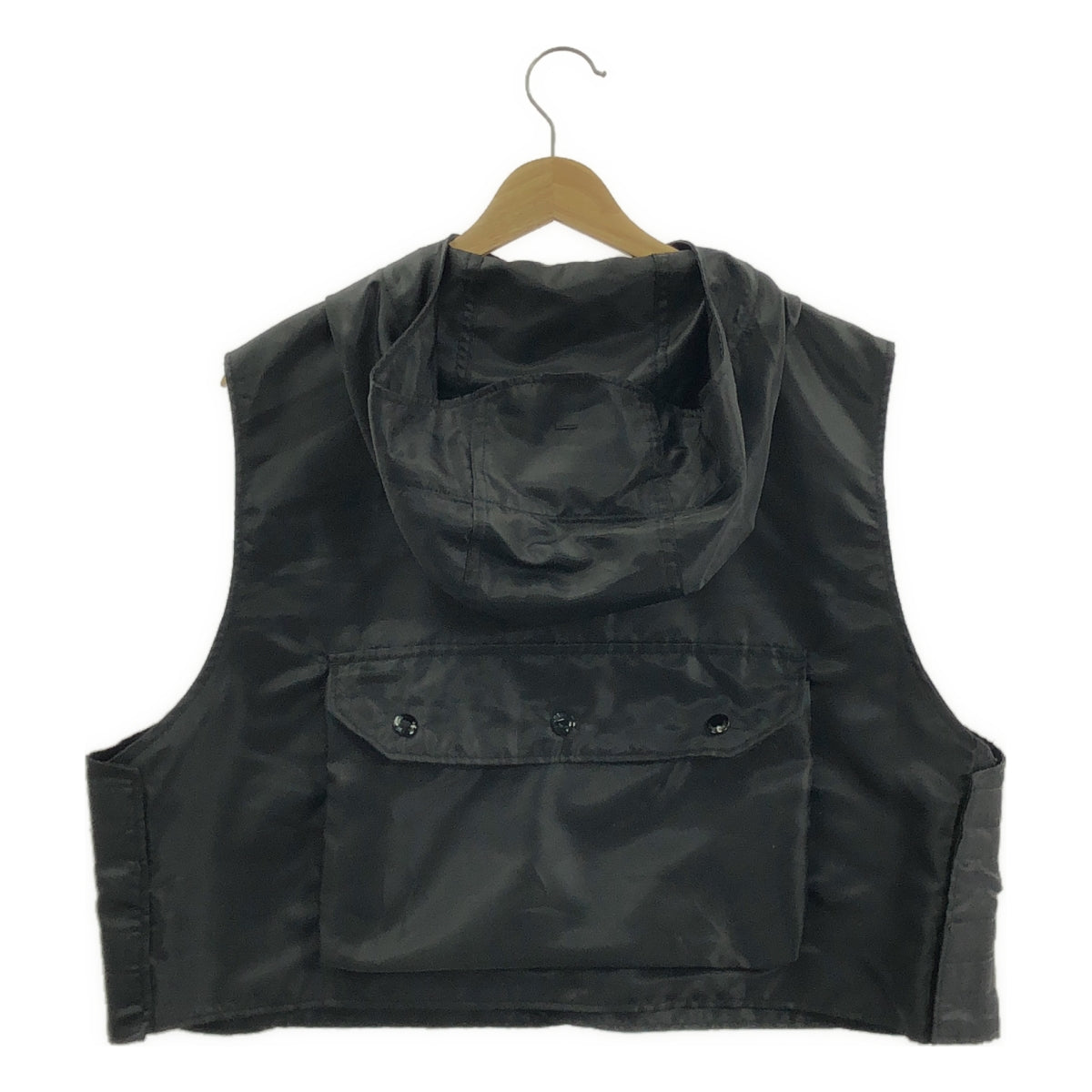 Engineered Garments / エンジニアドガーメンツ | 2023AW | HOODED SHORT VEST BLACK POLYESTER PILOT TWILL フーデッド ショート ベスト | S |