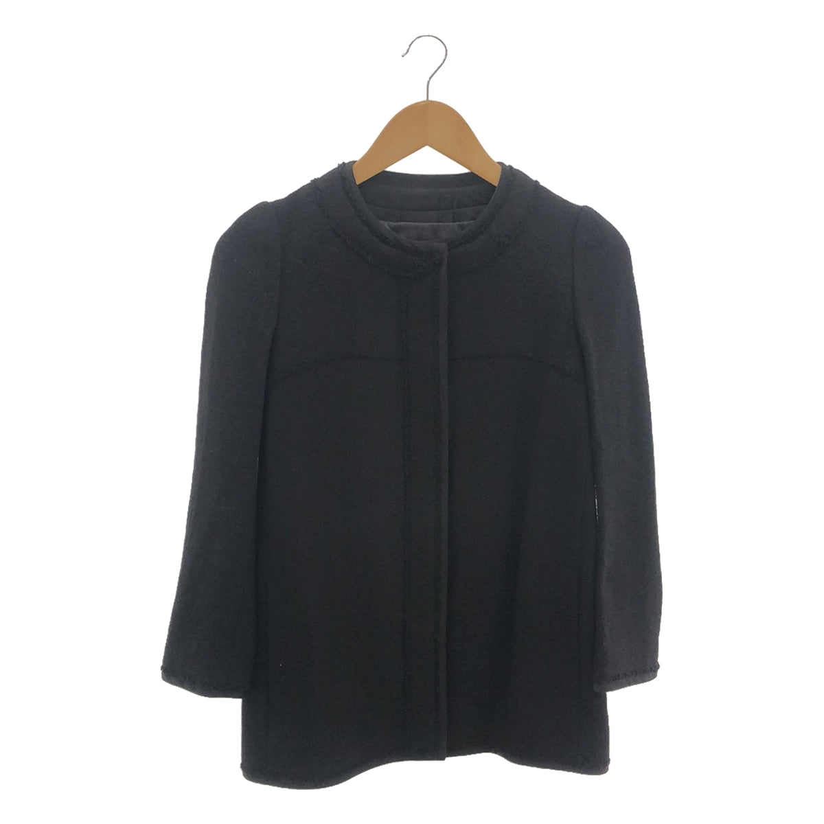 抽屜 |羊毛帶滾邊無領夾克 | 36 |黑色 |女性的