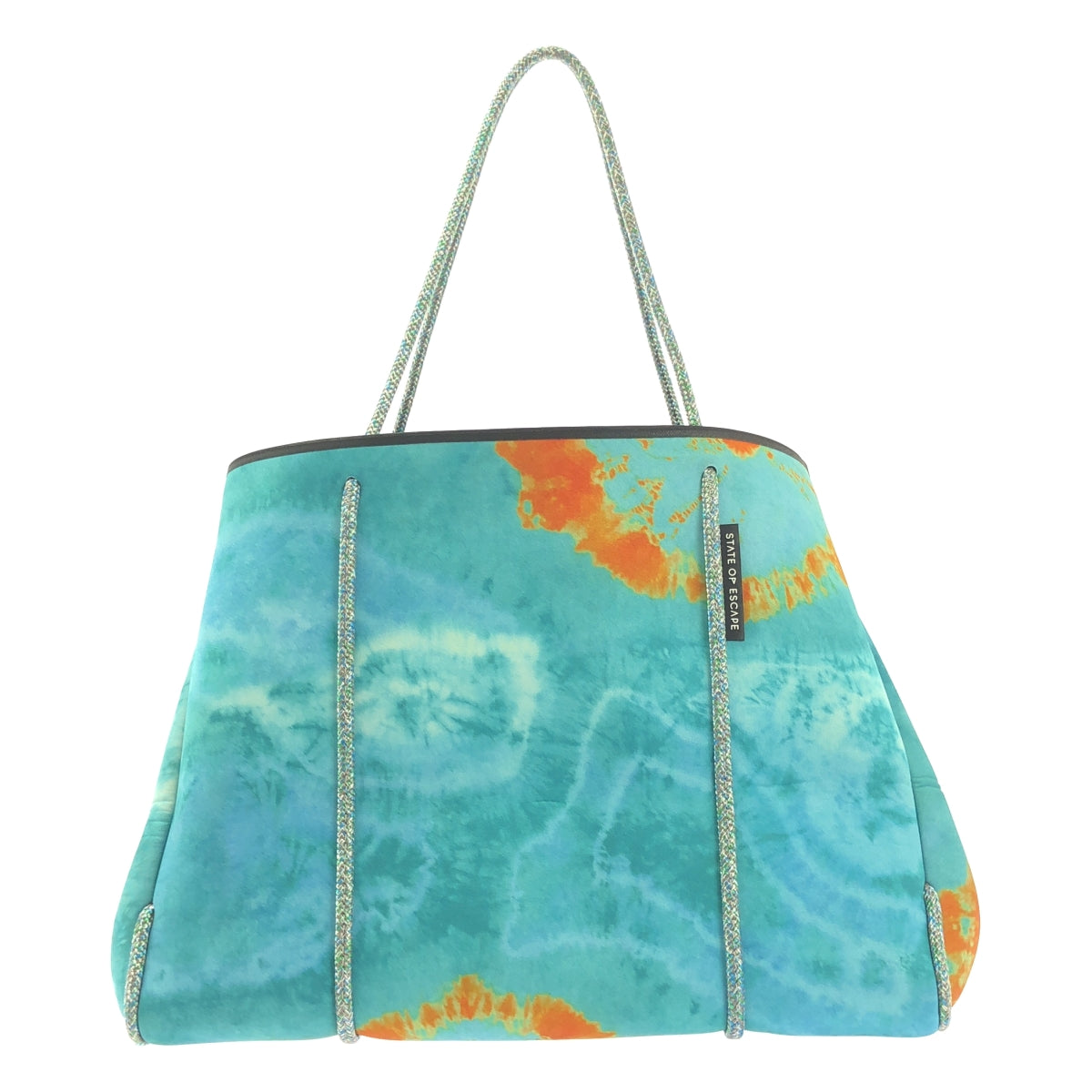 【美品】  STATE OF ESCAPE / ステイトオブエスケープ | × Taina Larot / タイナ・ラロット / Ron Herman / ロンハーマン 限定 Limited Collection / ポーチ付き トートバッグ | ブルー/オレンジ系 | レディース