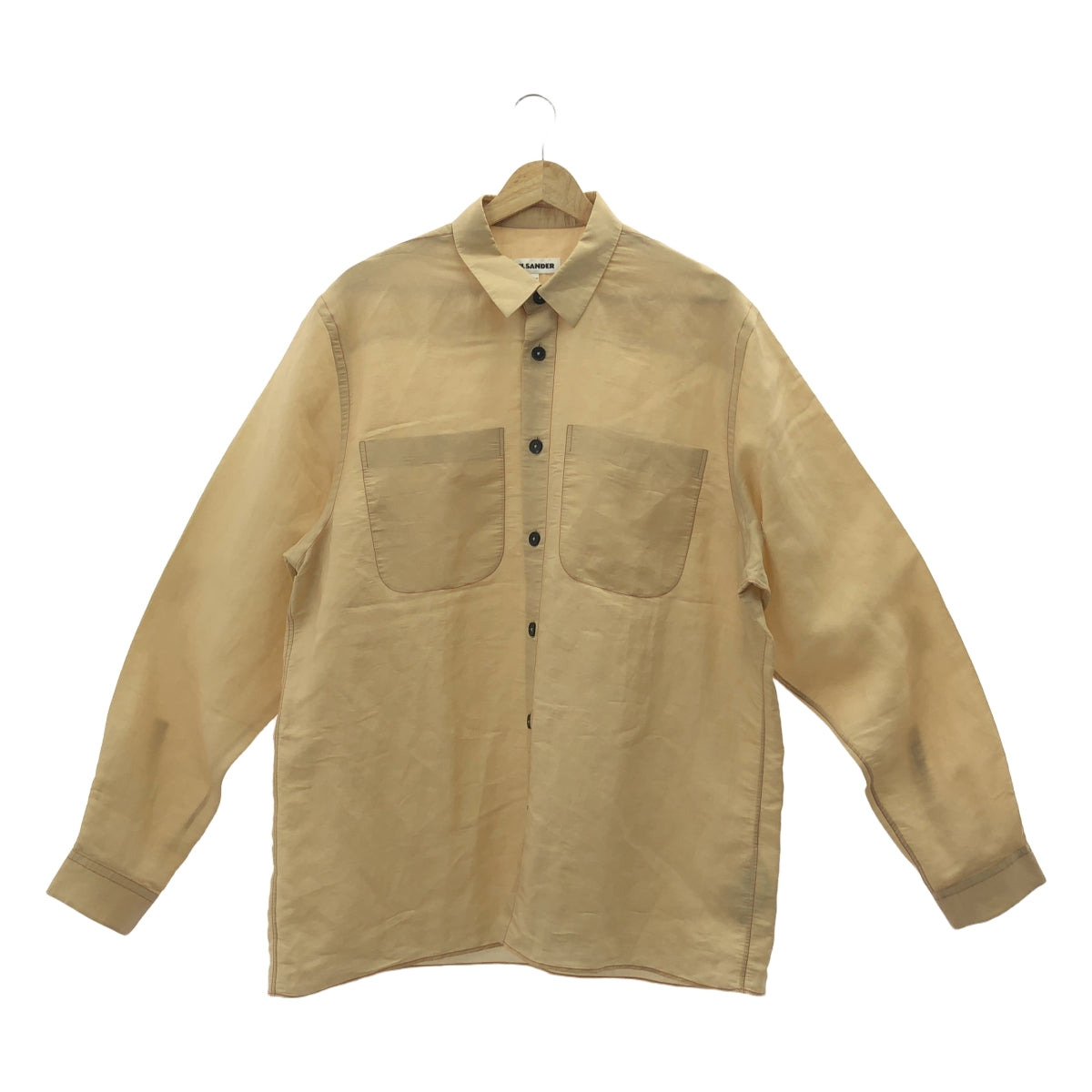 JIL SANDER / ジルサンダー | 2018 | コントラストステッチ 長袖 キュプラ シャツ | 39 | ベージュ / レッド | メンズ