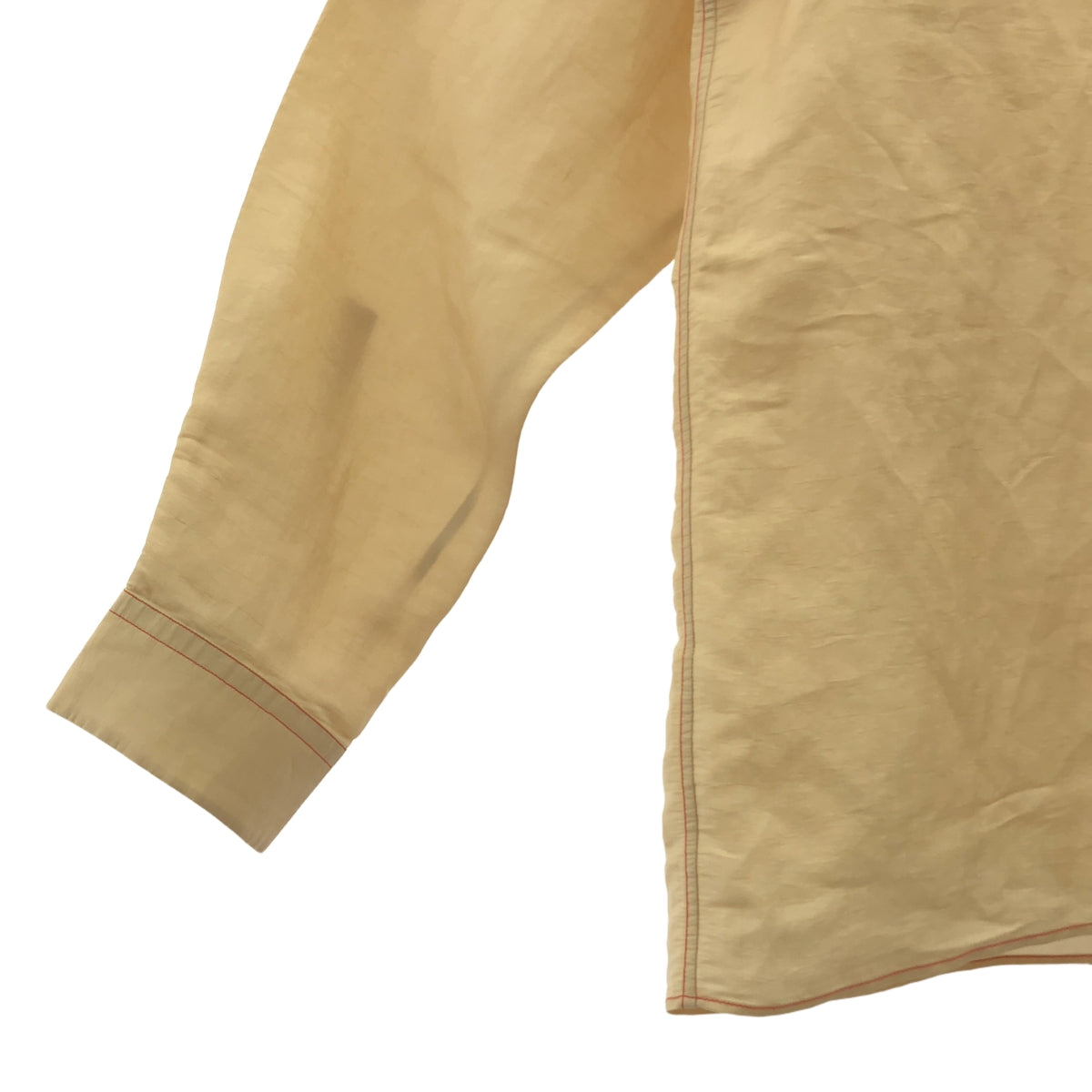 JIL SANDER / ジルサンダー | 2018 | コントラストステッチ 長袖 キュプラ シャツ | 39 | ベージュ / レッド | メンズ