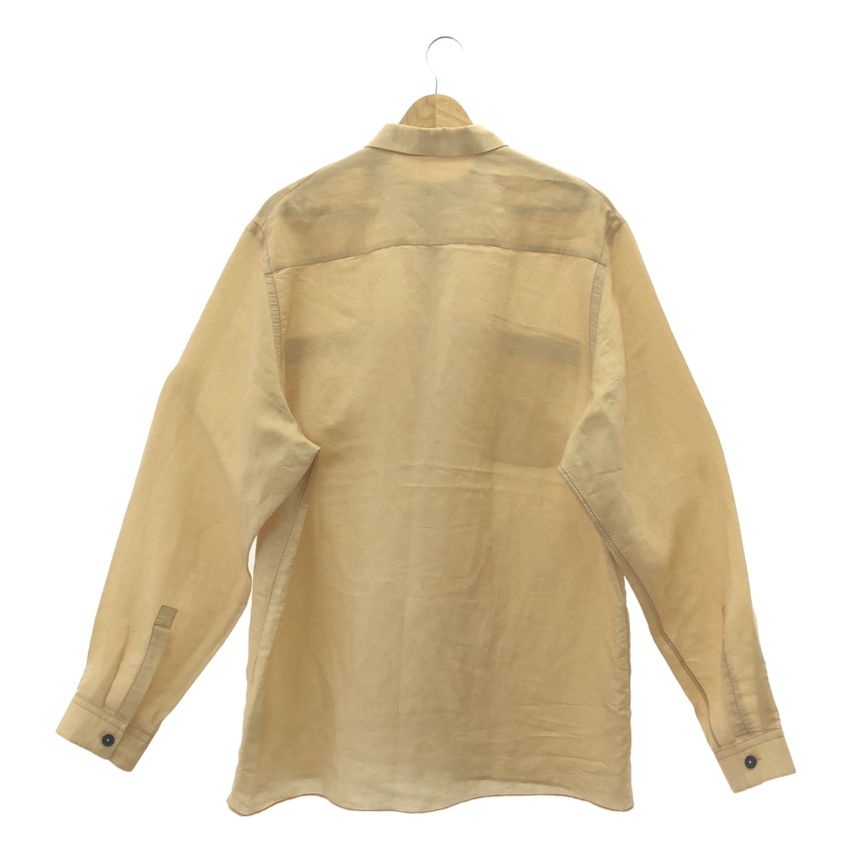 JIL SANDER / ジルサンダー | 2018 | コントラストステッチ 長袖 キュプラ シャツ | 39 | ベージュ / レッド | メンズ
