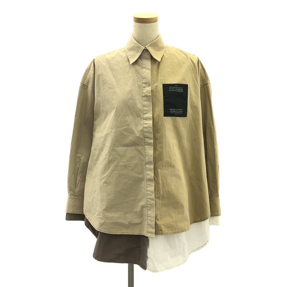 Rokh / ロック | DOUBLE LAYER SHIRT ダブル レイヤー シャツ | 38 | ホワイト/ベージュ | レディース