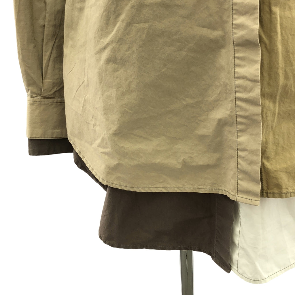Rokh / ロック | DOUBLE LAYER SHIRT ダブル レイヤー シャツ | 38 | ホワイト/ベージュ | レディース