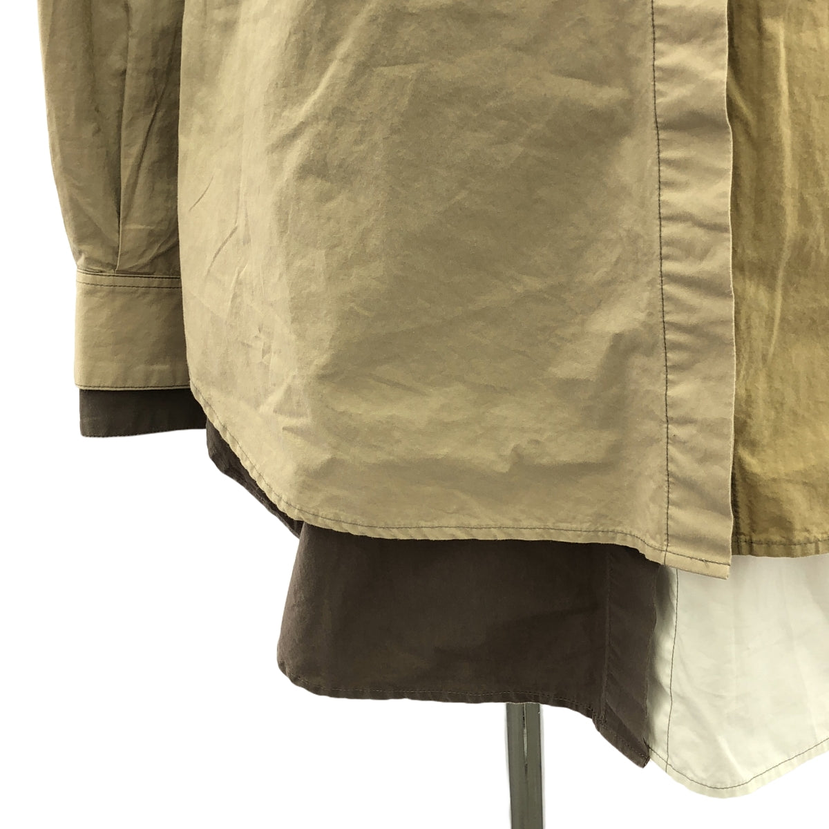 Rokh / ロック | DOUBLE LAYER SHIRT ダブル レイヤー シャツ | 38 | ホワイト/ベージュ | レディース