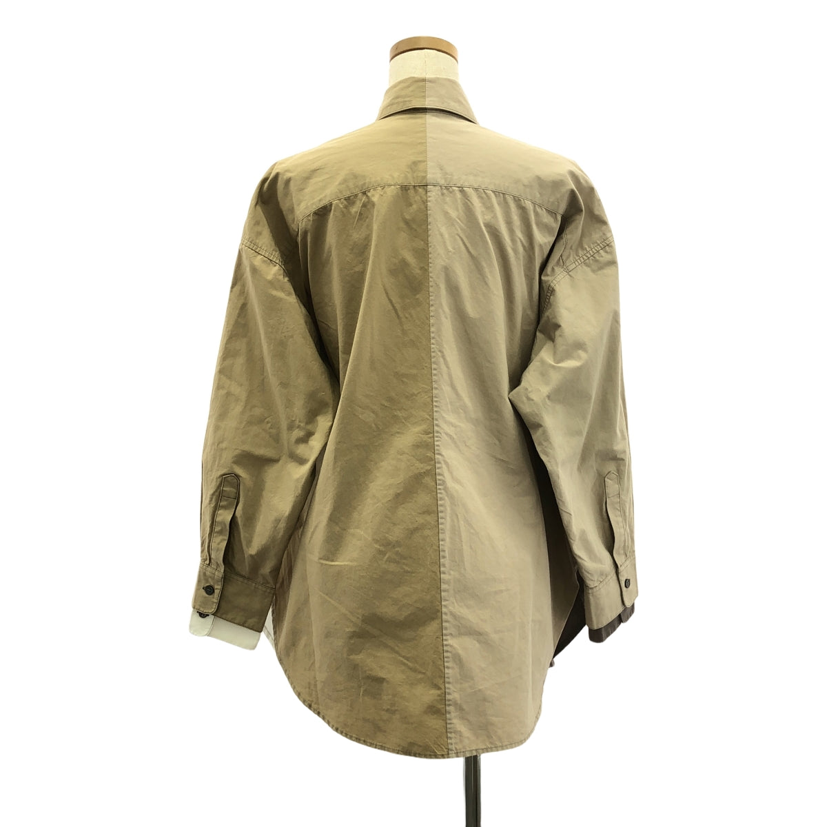 Rokh / ロック | DOUBLE LAYER SHIRT ダブル レイヤー シャツ | 38 | ホワイト/ベージュ | レディース