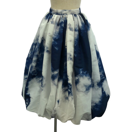 ALEXANDER MCQUEEN | Sky-print Pleated Full Skirt | Size 36 | Blue/White | Women's