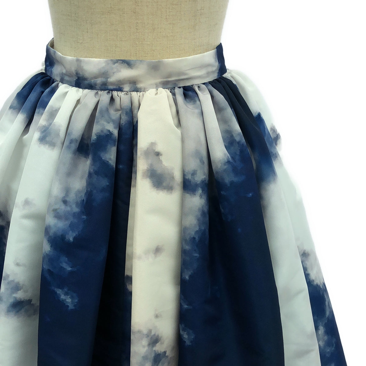 ALEXANDER MCQUEEN / アレキサンダーマックイーン | Sky-print Pleated Full Skirt スカイ プリント スカート | 36 | ブルー/ホワイト | レディース