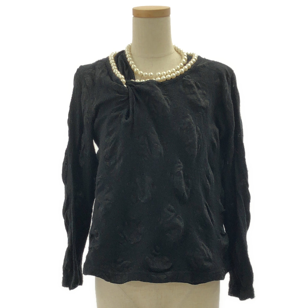 JUNYA WATANABE COMME des GARCONS / 준야 와타나베 | 2003AW | 울 플라워 변형 레이어드 진주 장식 니트 스웨터 |