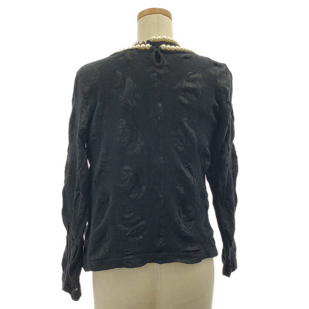 JUNYA WATANABE COMME des GARCONS / 준야 와타나베 | 2003AW | 울 플라워 변형 레이어드 진주 장식 니트 스웨터 |