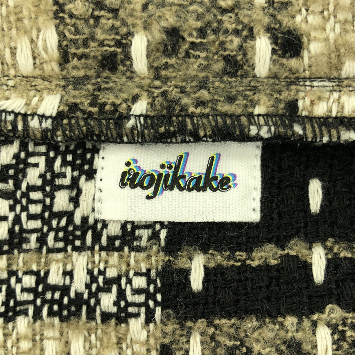 irojikake / イロジカケ | 2023AW | ウール ニット ドローストリング ハーフジップ アノラック  / 着脱可フード | S | ベージュ/ブラック | メンズ