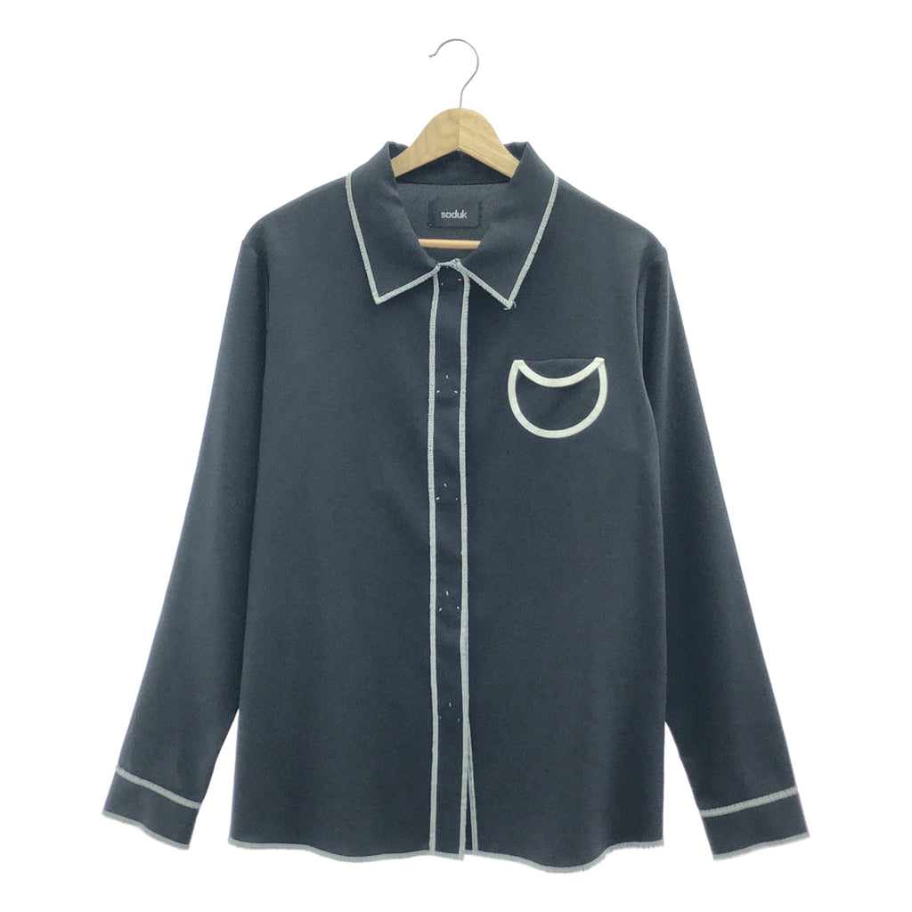 soduk / スドーク | circle pocket shirt サークルポケット シャツ | ブラック/ホワイト | レディース