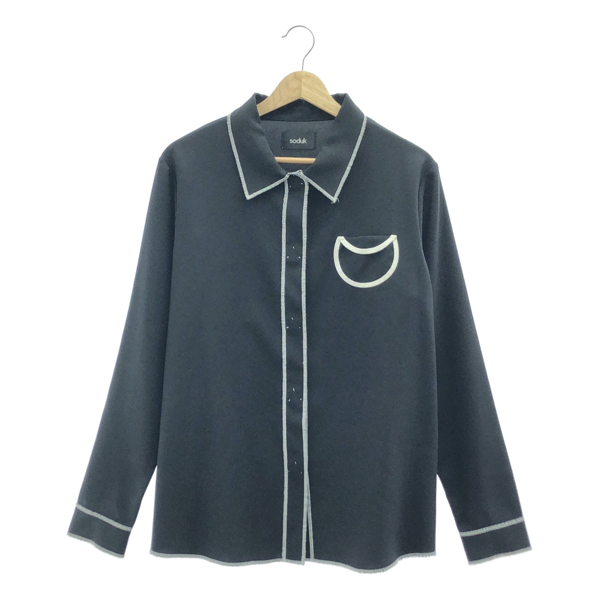 soduk / スドーク | circle pocket shirt サークルポケット シャツ | ブラック/ホワイト | レディース