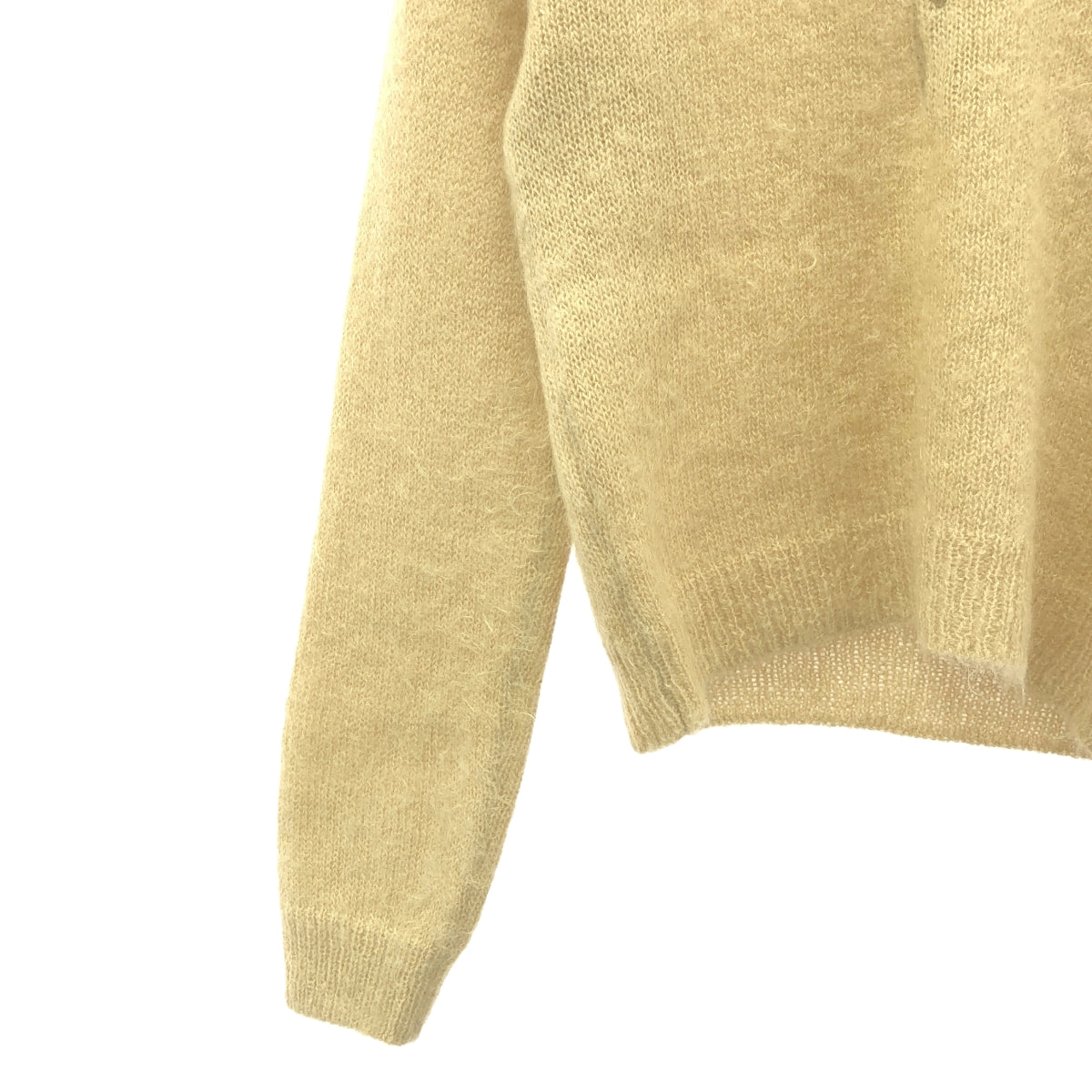 AURALEE | BRUSHED SUPER KID MOHAIR KNIT SHORT POLO | 1 | Beige | Women's