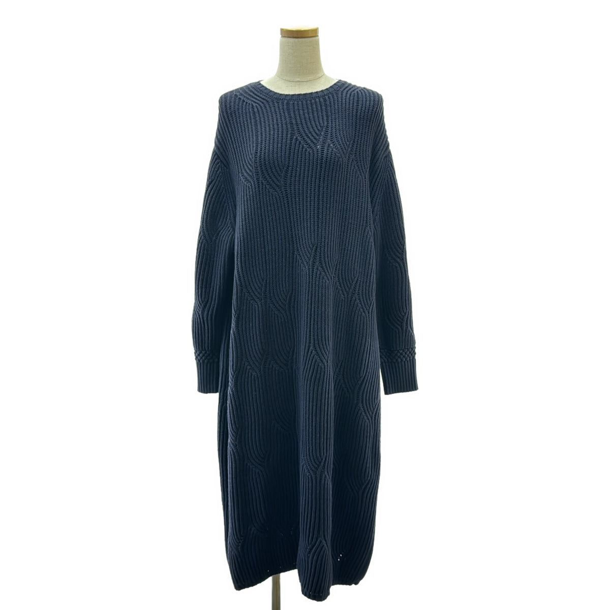 mina perhonen / ミナペルホネン | ウール カシミヤ sulka ニット ワンピース | 38 | ネイビー | レディース