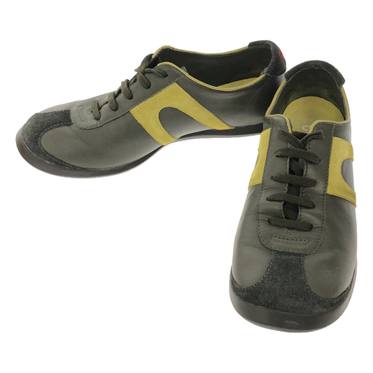 CAMPER | Leather lace-up sneakers | EU40 | Khaki/Yellow | Women's