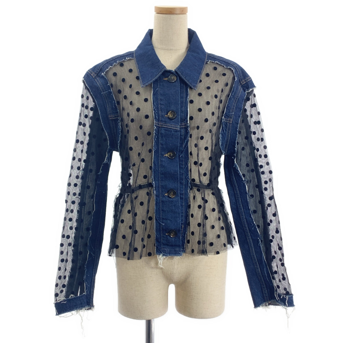 LUTZ HUELLE / 루츠휴엘 | IDOL DENIM JACKET 튤 도트 도킹 데님 재킷 | 1 |