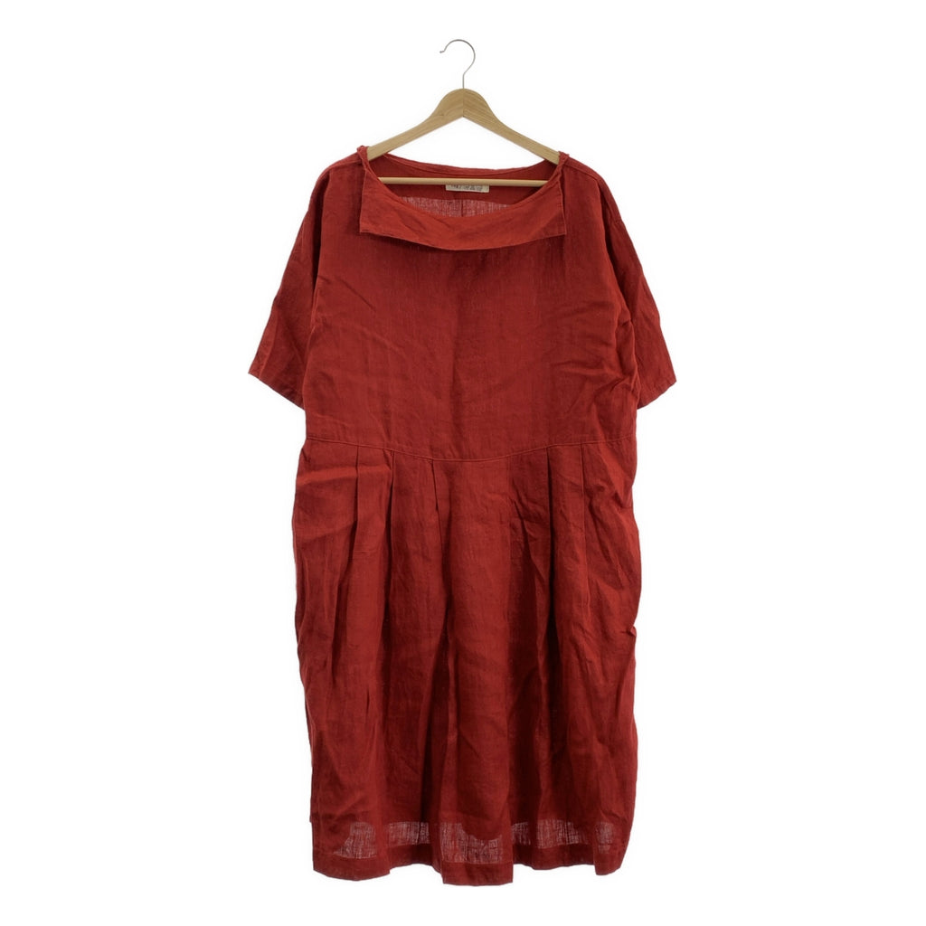 fog linen work / フォグリネンワーク | × nest Robe / ネストローブ リネン セーラーカラー タック 半袖ワンピース | F | レディース