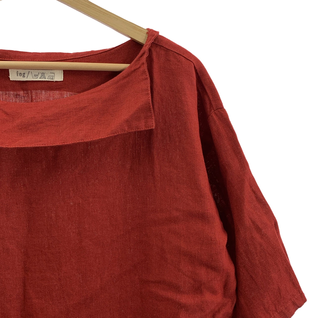 fog linen work / フォグリネンワーク | × nest Robe / ネストローブ リネン セーラーカラー タック 半袖ワンピース | F | レディース