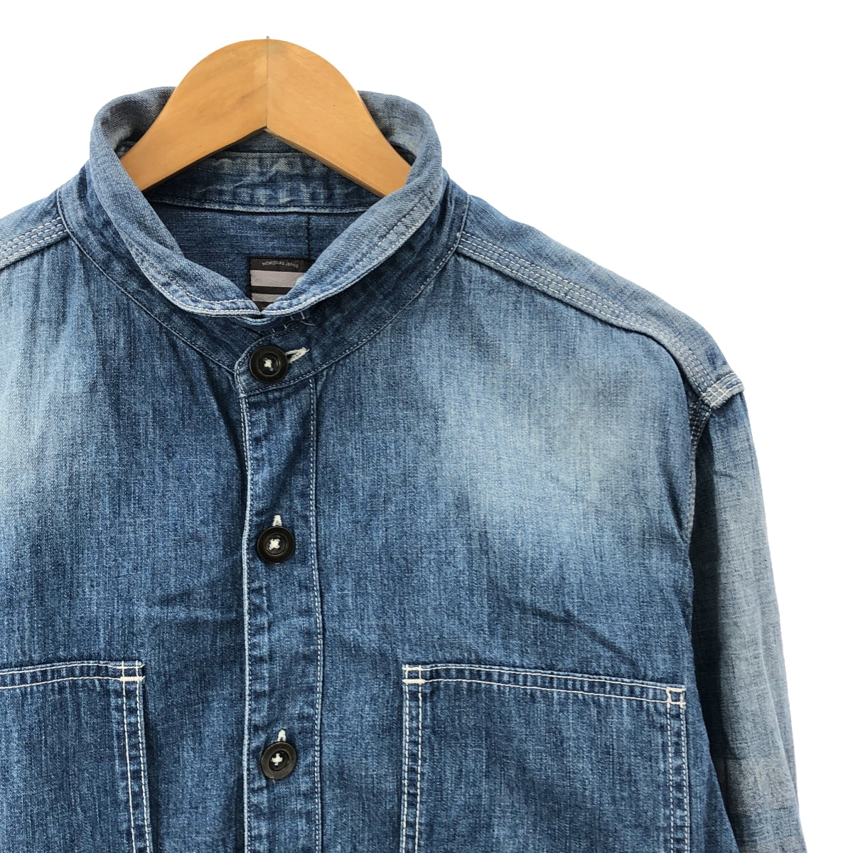 MOMOTARO JEANS | Distressed Chambray Shirt | 44 | Men's