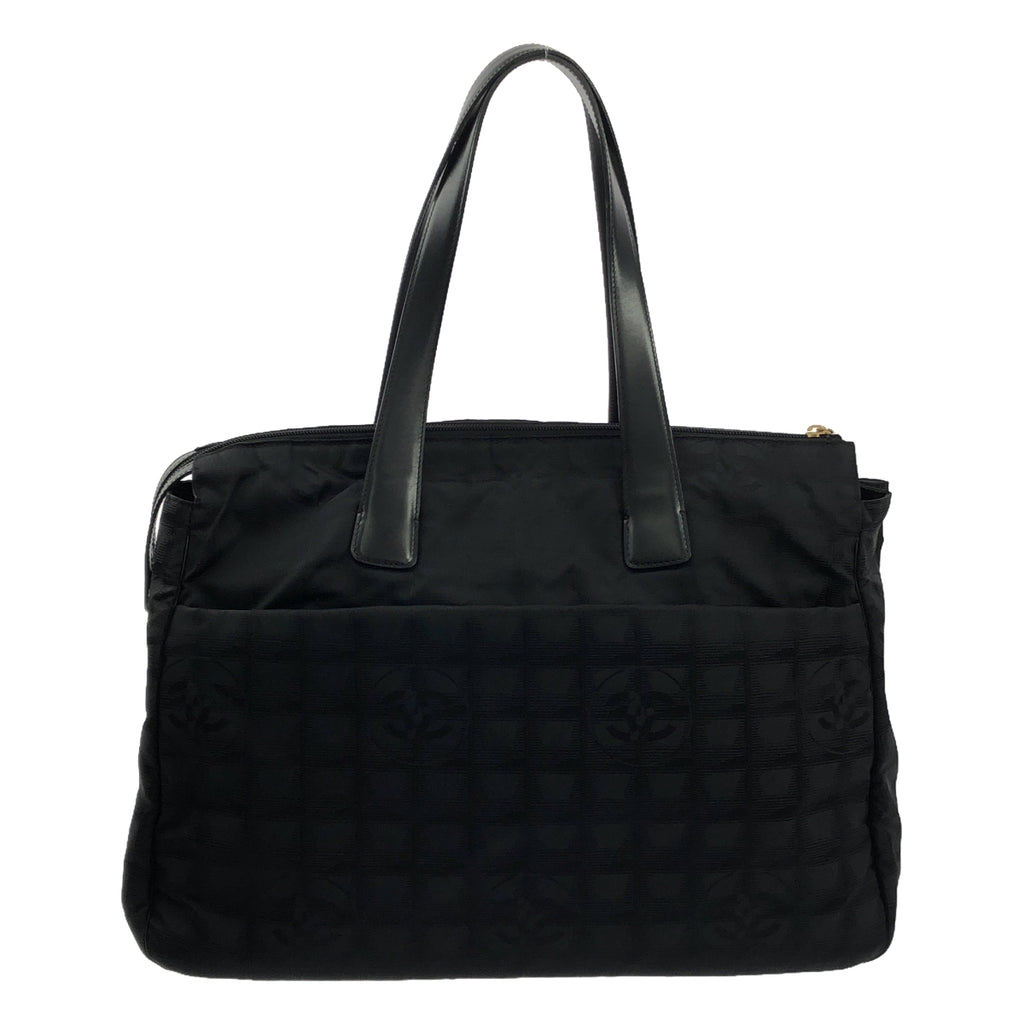 【美品】  CHANEL / シャネル | A20525 ニュートラベルライン ロゴ ナイロンジャガード レザーハンドル ボストンバッグ | ブラック | レディース