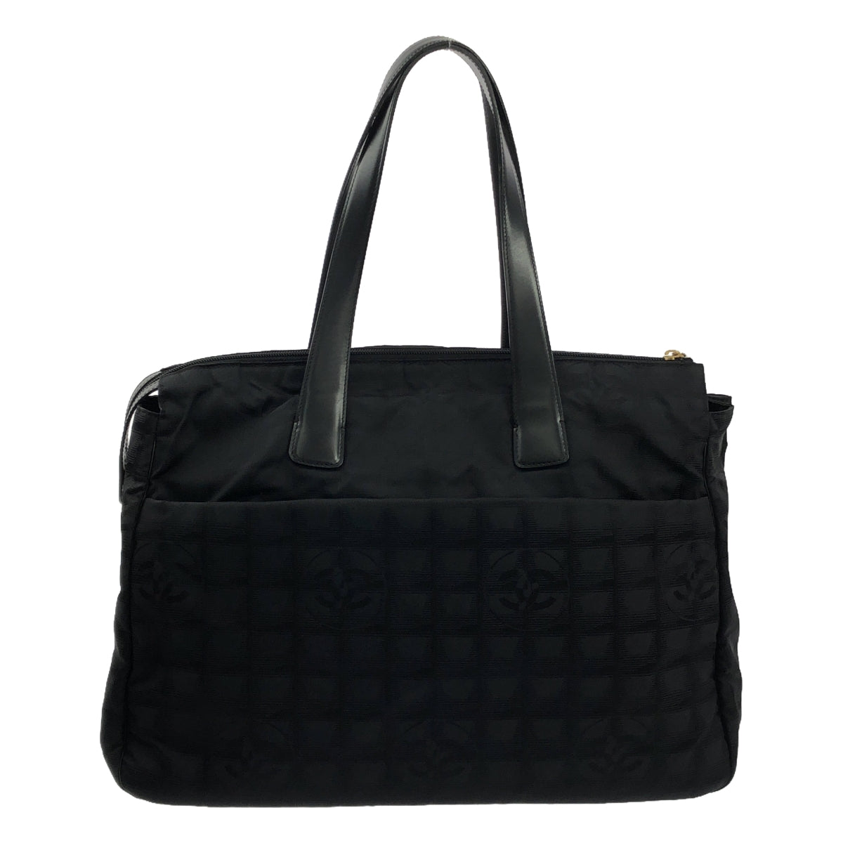 【美品】  CHANEL / シャネル | A20525 ニュートラベルライン ロゴ ナイロンジャガード レザーハンドル ボストンバッグ | ブラック | レディース