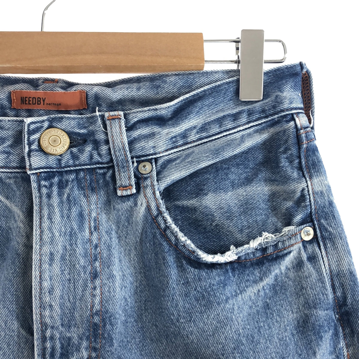 【美品】  NEEDBY heritage / ニードバイヘリテージ | JOE ダメージデニムパンツ | 26 | インディゴ | レディース