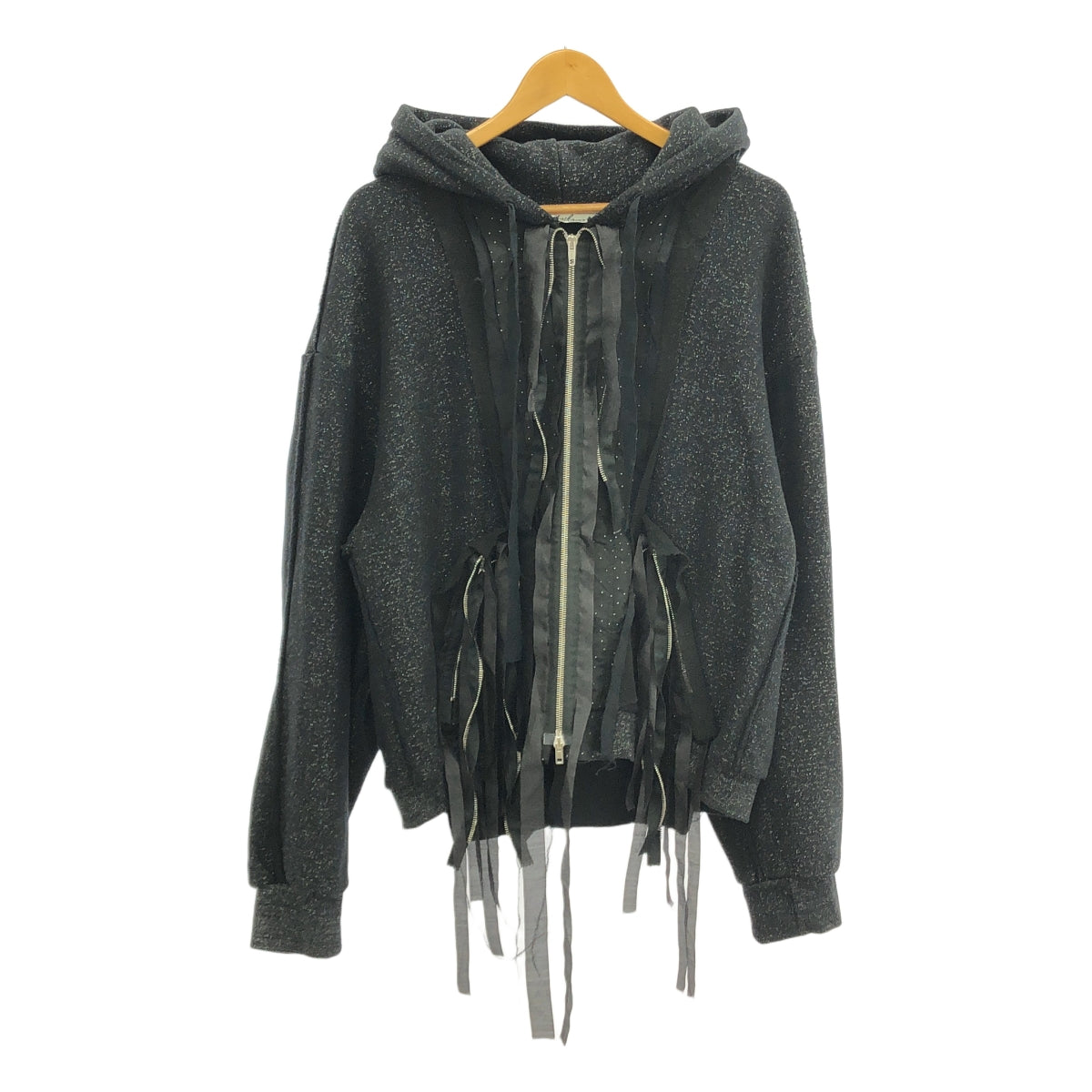 【新品】  Midorikawa / ミドリカワ | 2023SS | LAME SWEAT PARKA ラメミックス スウェットジップパーカー | L | BLACK LAME / ブラックラメ | メンズ
