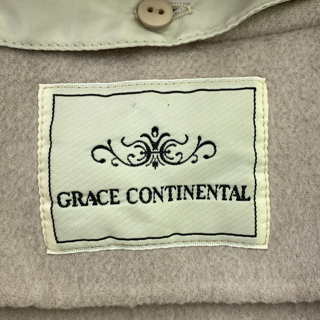 GRACE CONTINENTAL / グレースコンチネンタル | ファー付き ウール ロングコート | 36 | ピンクベージュ | レディース