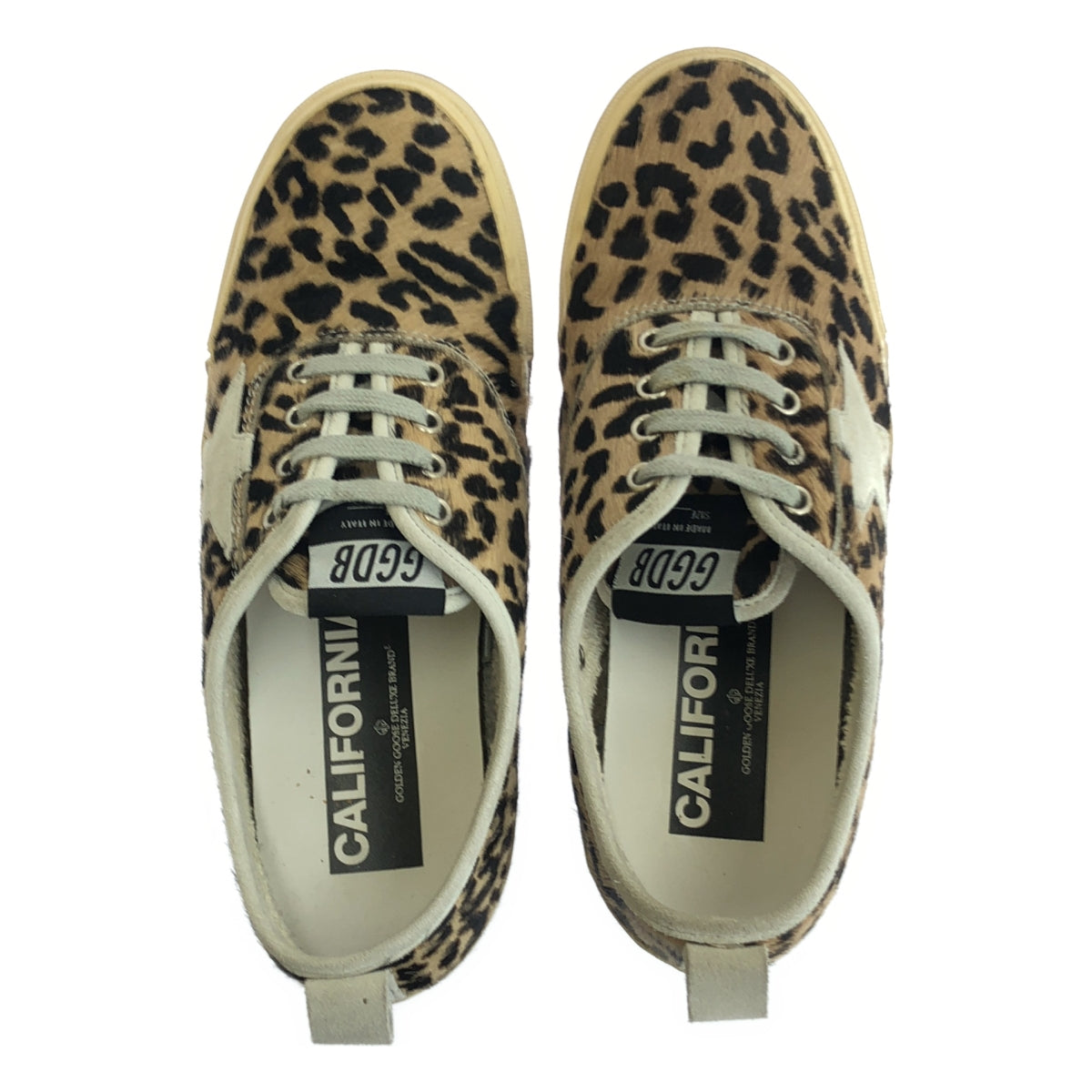 GOLDEN GOOSE / 골든구스 | 하라코 레더 레오파드 빈티지 가공 스니커즈 | 39 | 카멜계 |