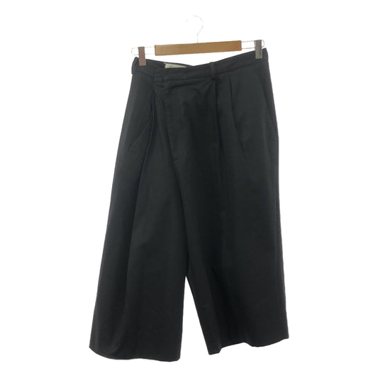 Maison Margiela / メゾンマルジェラ | 2019SS | Cropped Wrap Front Pants / 変形 アシンメトリー タック ワイド スラックスパンツ | 36 | ブラック | レディース