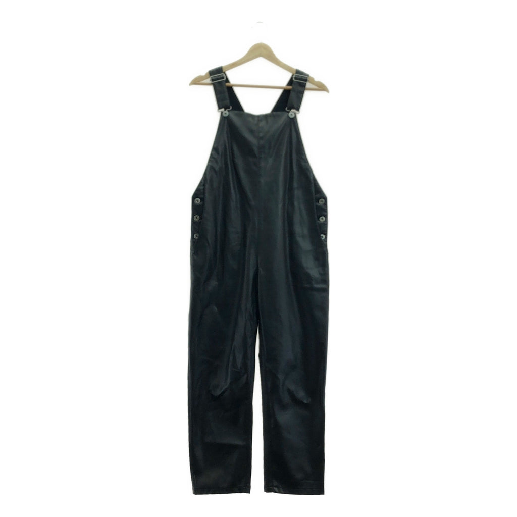 UNITED ARROWS / ユナイテッドアローズ | フェイクレザーサロペット パンツ | 38 | ブラック | レディース