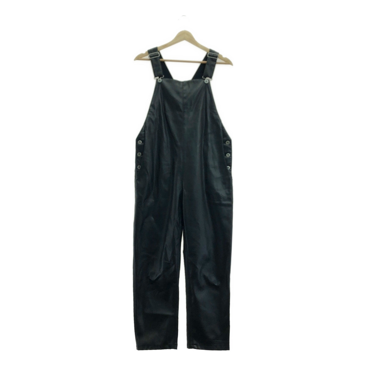 UNITED ARROWS / ユナイテッドアローズ | フェイクレザーサロペット パンツ | 38 | ブラック | レディース