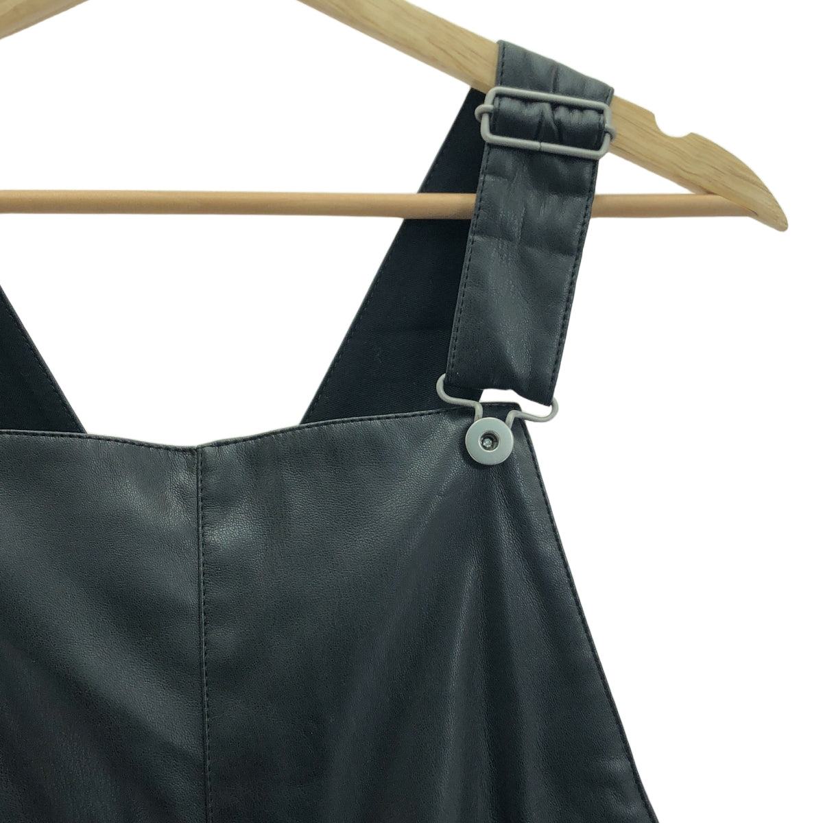 UNITED ARROWS / ユナイテッドアローズ | フェイクレザーサロペット パンツ | 38 | ブラック | レディース