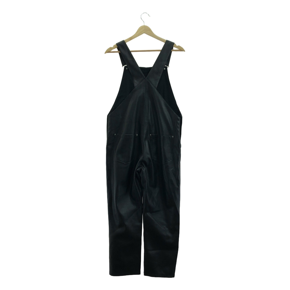 UNITED ARROWS / ユナイテッドアローズ | フェイクレザーサロペット パンツ | 38 | ブラック | レディース