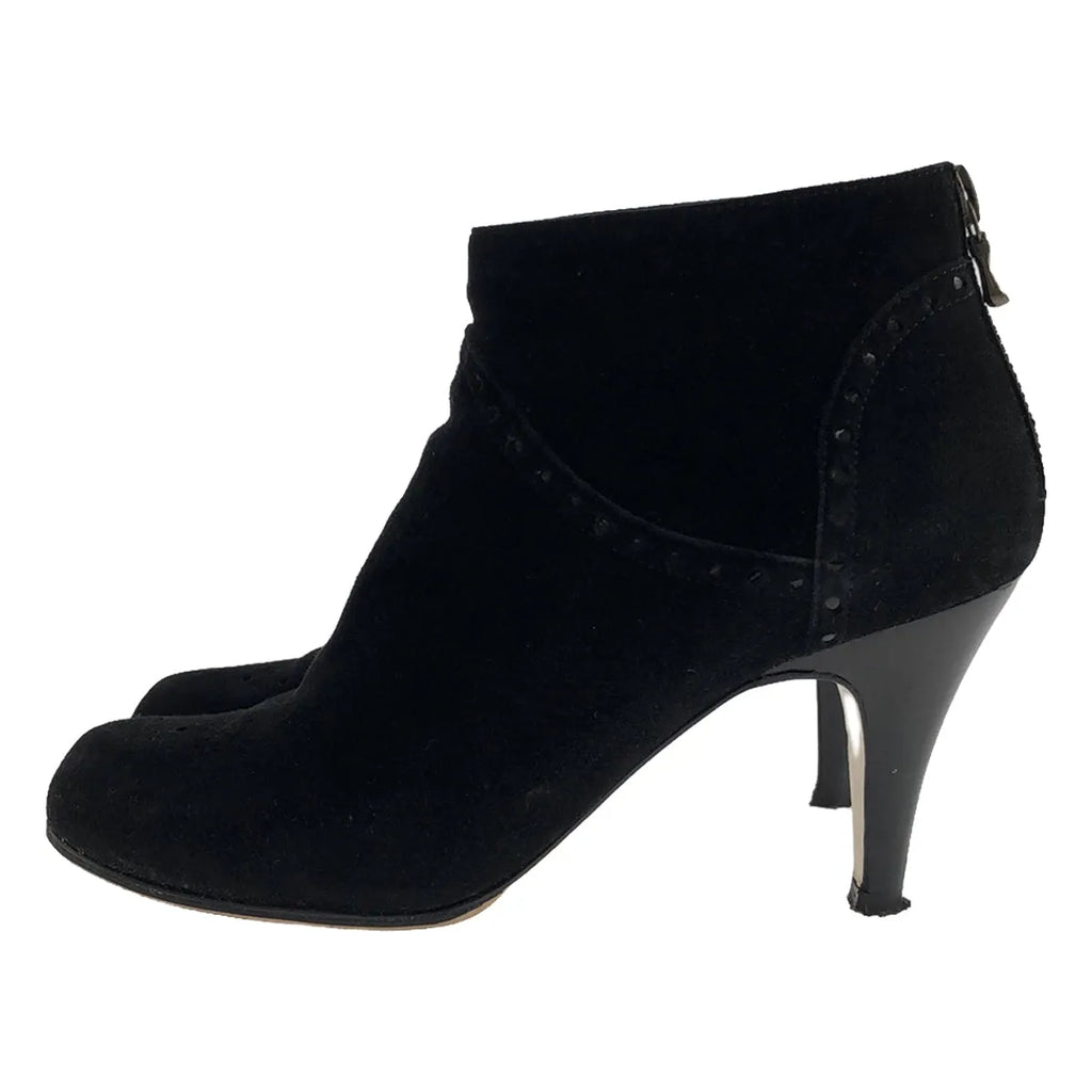 佩利科 | MISTRAL 80 絨面革徽章後拉鍊短靴高跟短靴 | 37 |黑色 |女性的