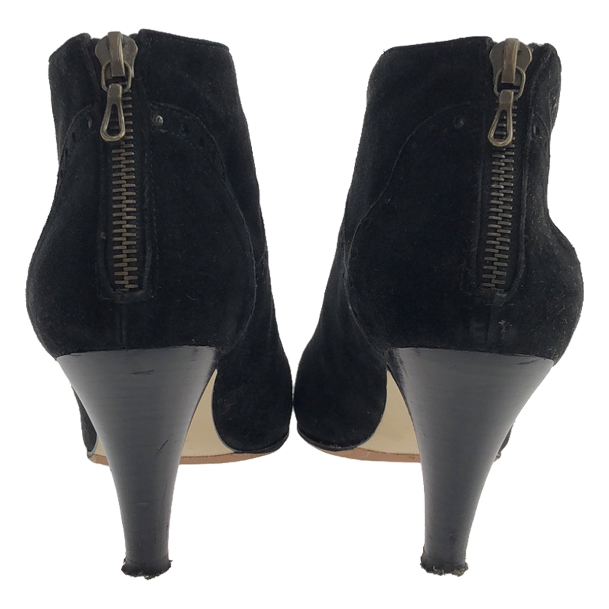 佩利科 | MISTRAL 80 絨面革徽章後拉鍊短靴高跟短靴 | 37 |黑色 |女性的