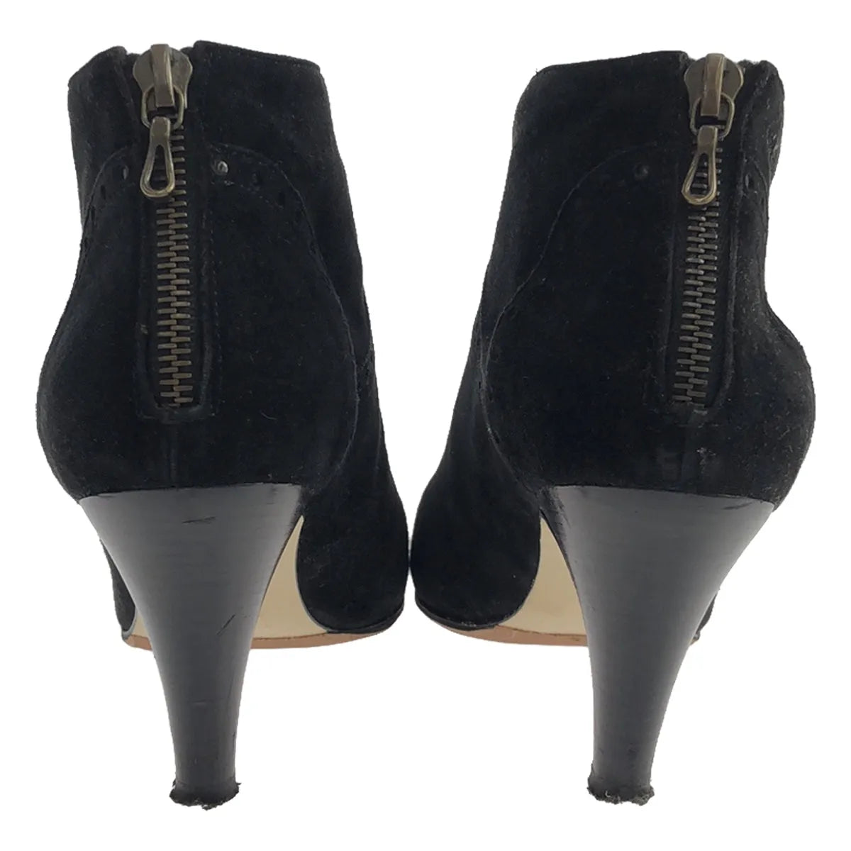 佩利科 | MISTRAL 80 絨面革徽章後拉鍊短靴高跟短靴 | 37 |黑色 |女性的