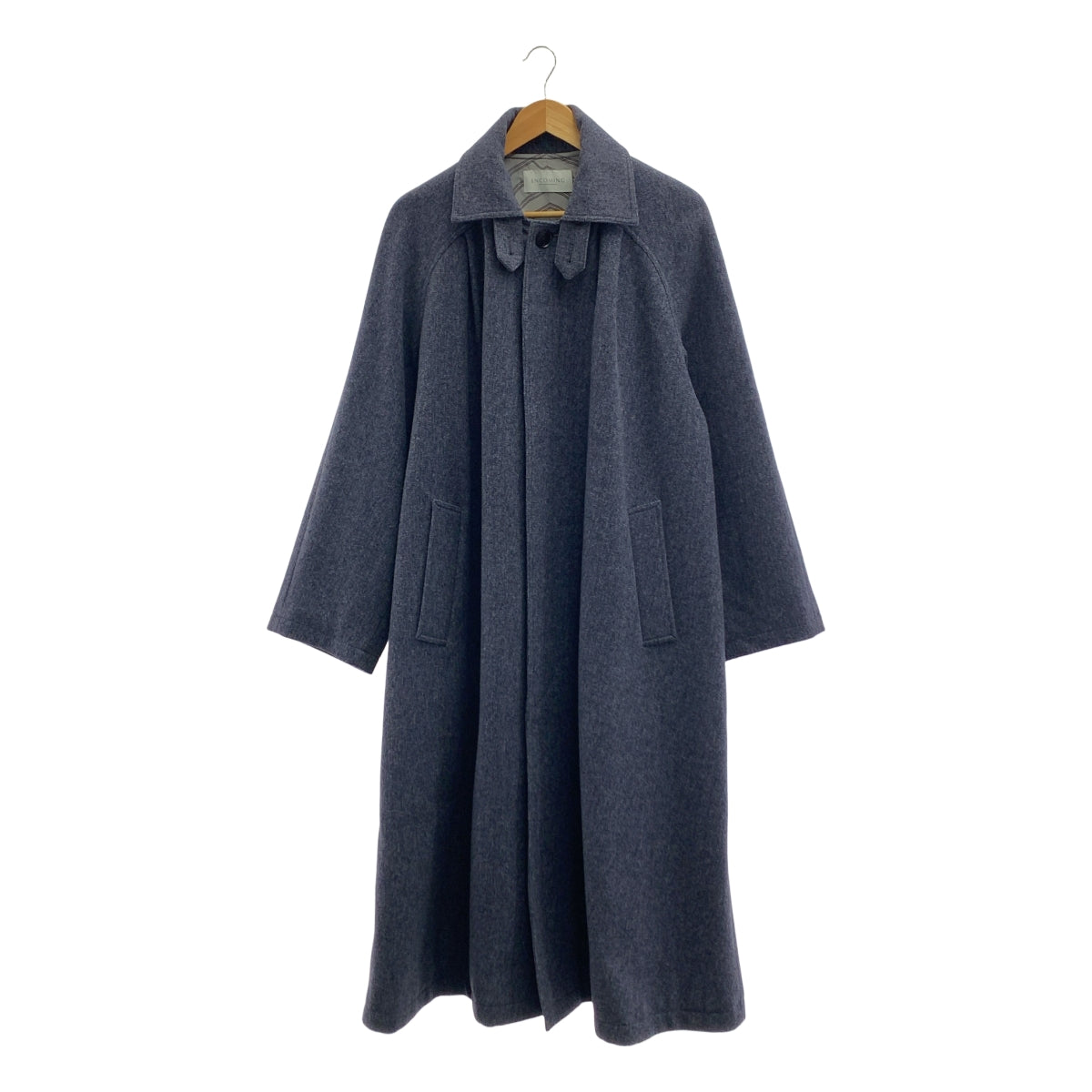 ENCOMING / インカミング | BACK PLEATS COAT / ウール チンストラップ ステンカラー オーバーコート / 総裏地 | M | メンズ