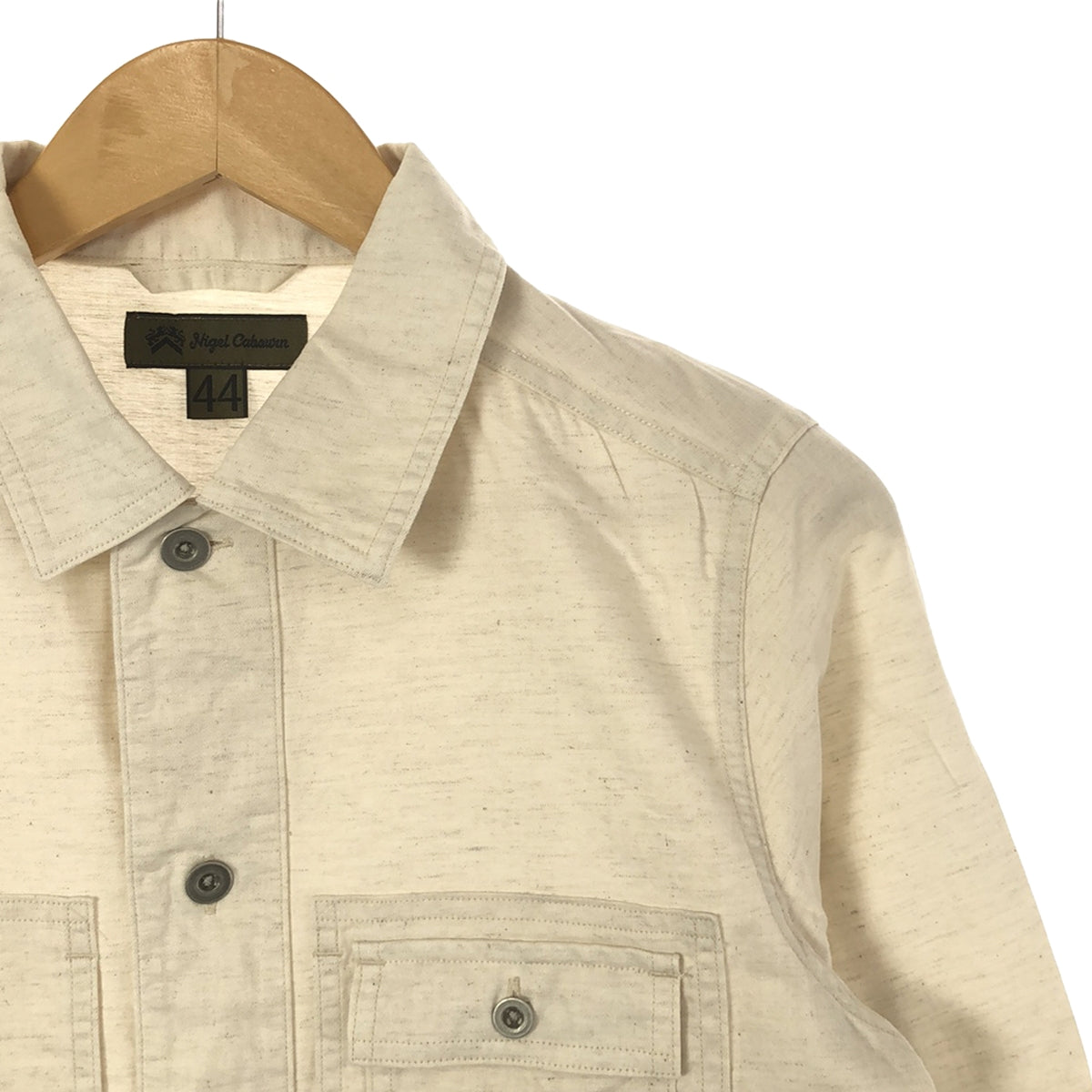 NIGEL CABOURN | UTILITY SHIRT Cotton Linen Utility Shirt | 44 | Ecru | Men's