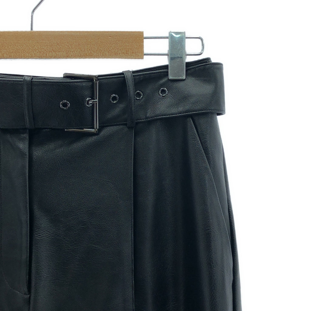 TED BAKER / テッドベーカー | ベルト付 レザー パンツ | 2 | ブラック | レディース