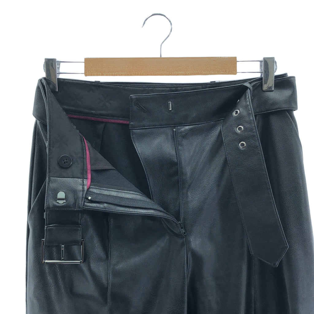 TED BAKER / テッドベーカー | ベルト付 レザー パンツ | 2 | ブラック | レディース