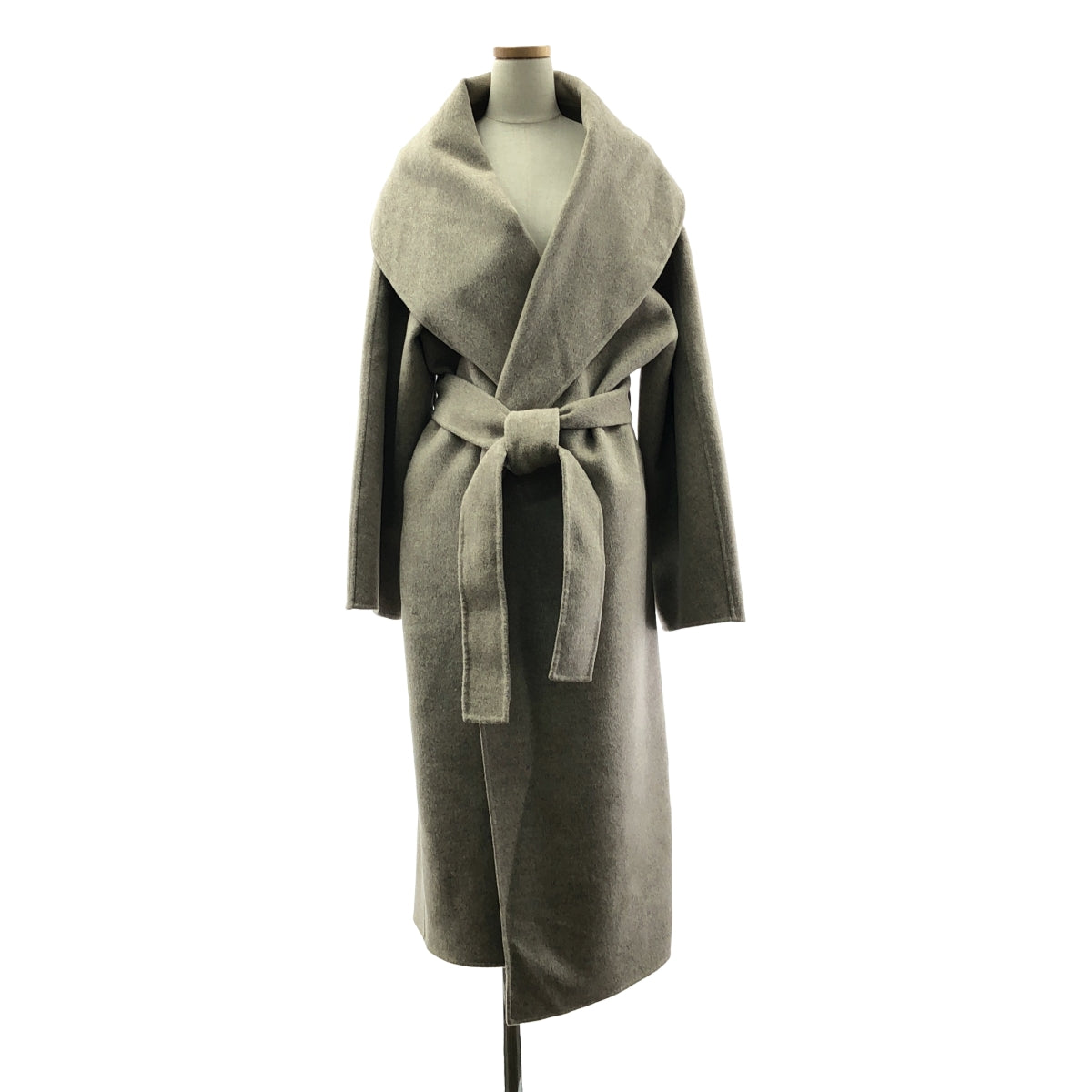 [狀況極佳] BULLY | 2023 秋冬 | Deuxieme Classe 披肩領羊毛長版大衣 | 尺寸 42 | 米色 | 女款