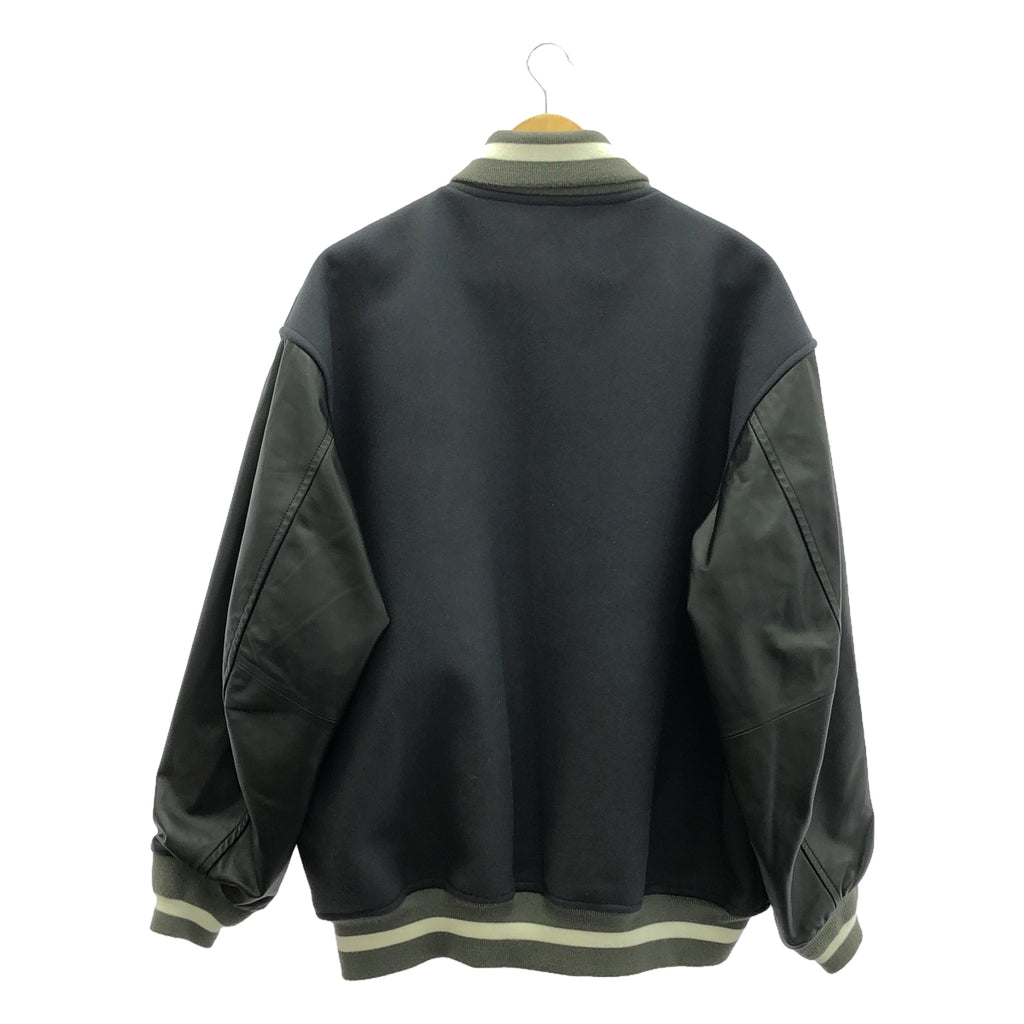 Graphpaper / グラフペーパー | SCALE OFF MELTON STADIUM JACKET / レザースリーブ アワードジャケット ブルゾン / 総裏地 | 2 | グリーン | メンズ