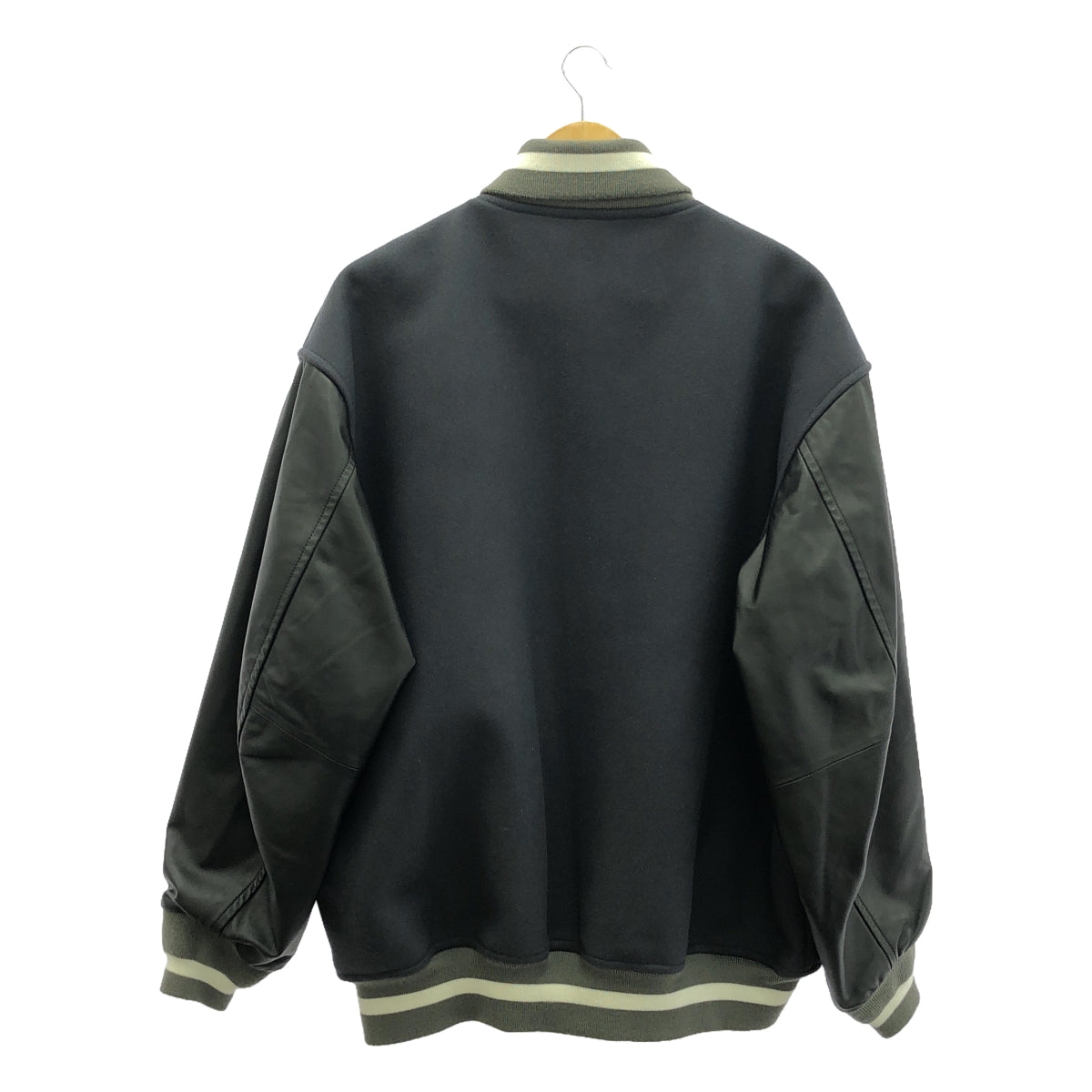 Graphpaper / グラフペーパー | SCALE OFF MELTON STADIUM JACKET / レザースリーブ アワードジャケット ブルゾン / 総裏地 | 2 | グリーン | メンズ