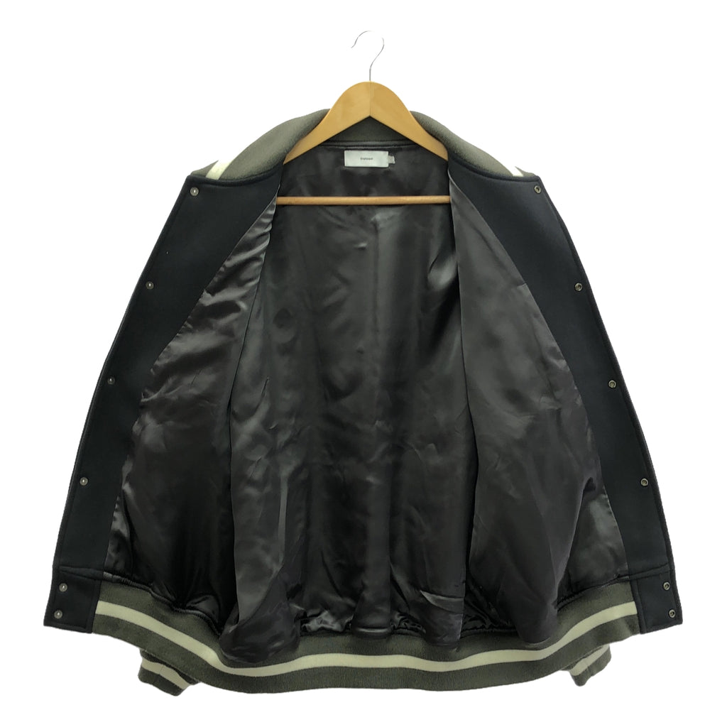 Graphpaper / グラフペーパー | SCALE OFF MELTON STADIUM JACKET / レザースリーブ アワードジャケット ブルゾン / 総裏地 | 2 | グリーン | メンズ